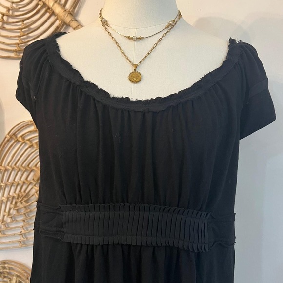 Vintage Y2K Black Babydoll Empire Waist Pleated Sheer Sleeve Top Balletcore M - Picture 3 of 8